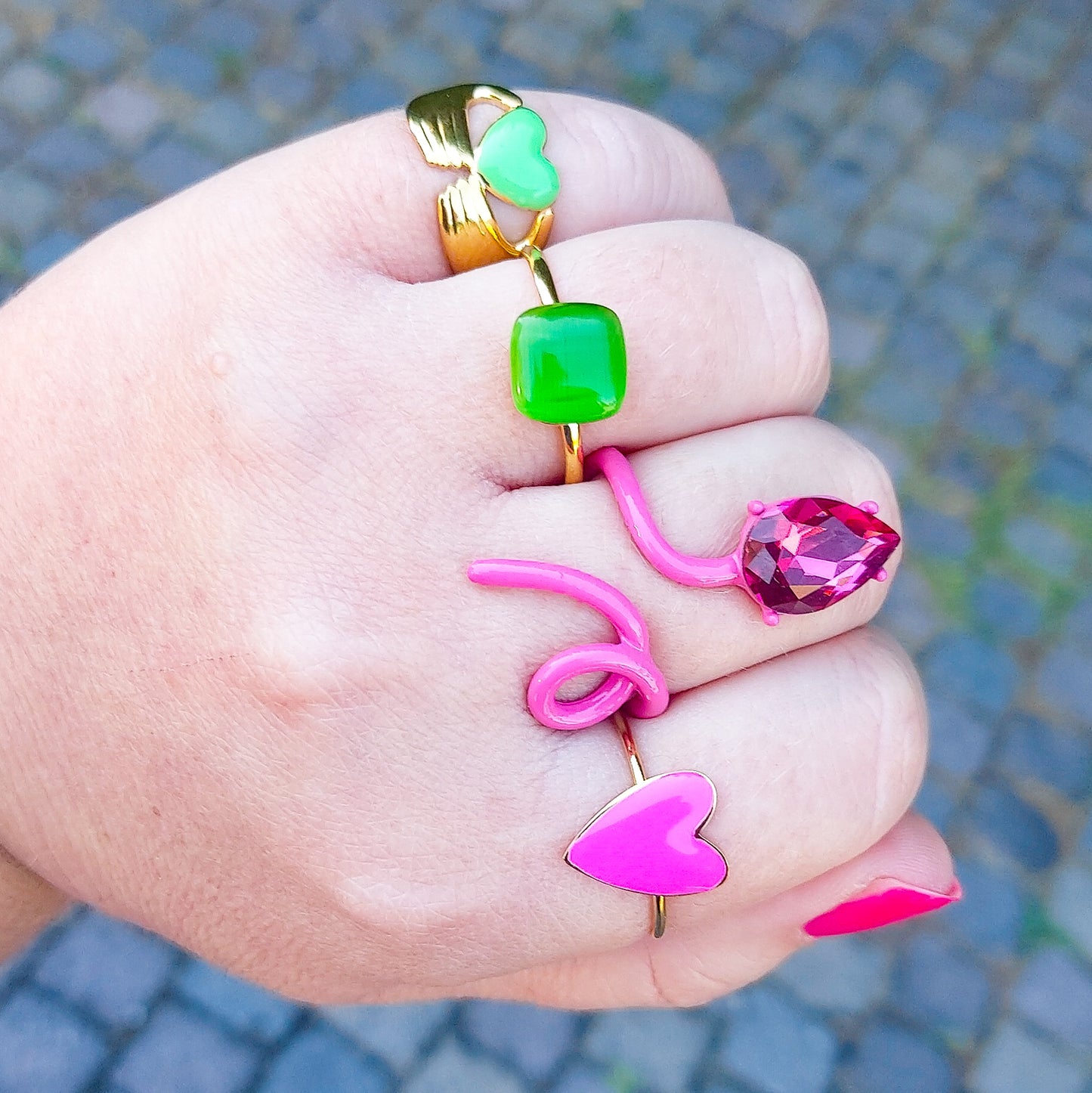 SISSY ~ Anello regolabile in ACCIAIO INOSSIDABILE con pietra
