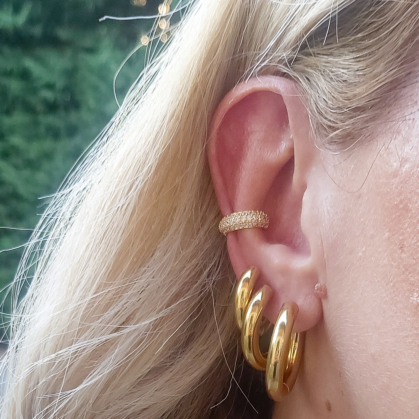 Asia ~ Orecchini a cerchio in acciaio inossidabile- 5 misure - oro e argento