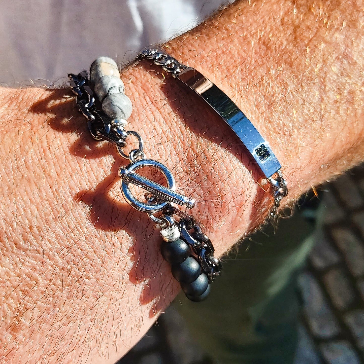 Bracciale uomo catena GROUMETTE con placca ACCIAIO