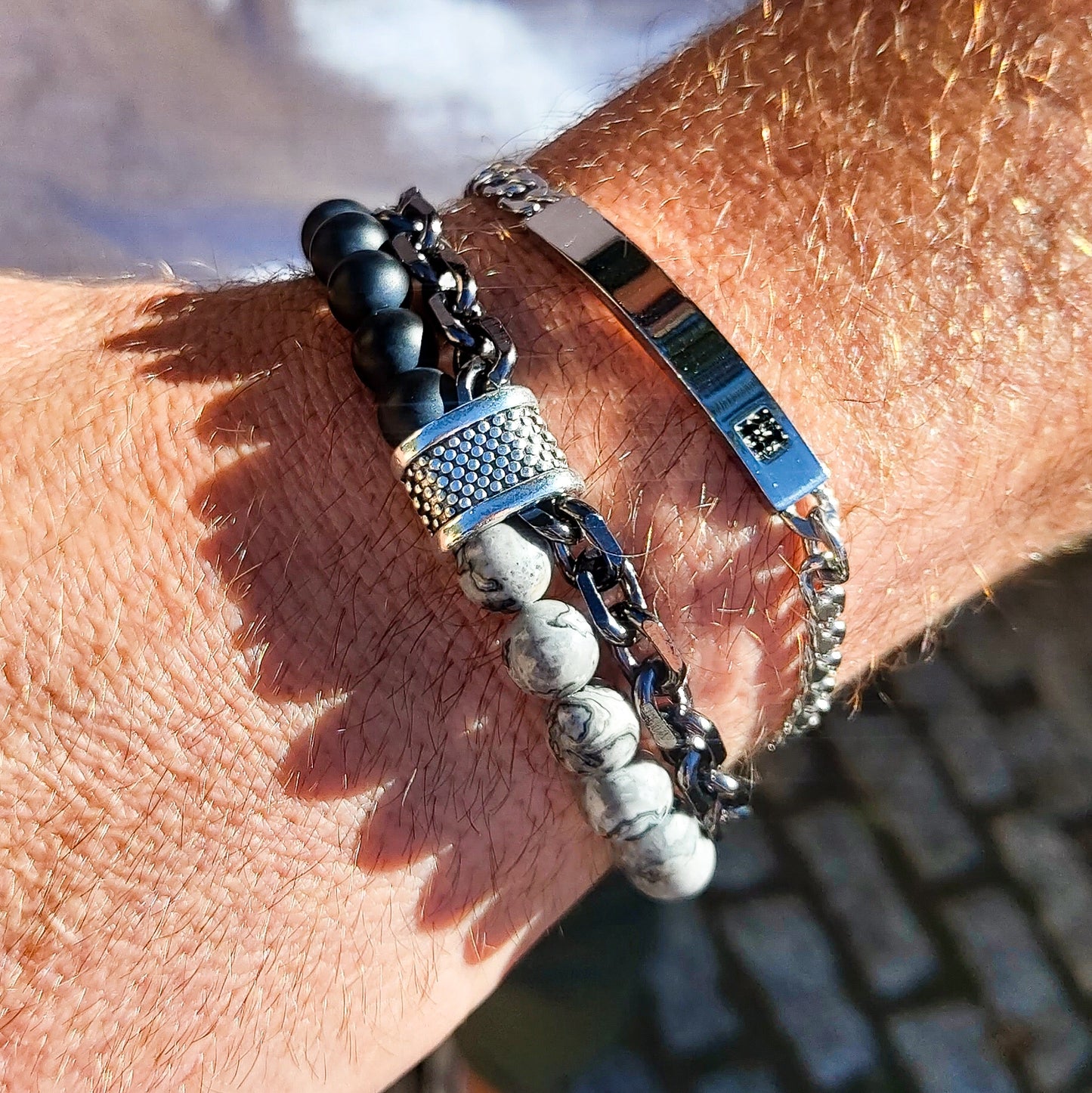 Bracciale uomo catena GROUMETTE con placca ACCIAIO