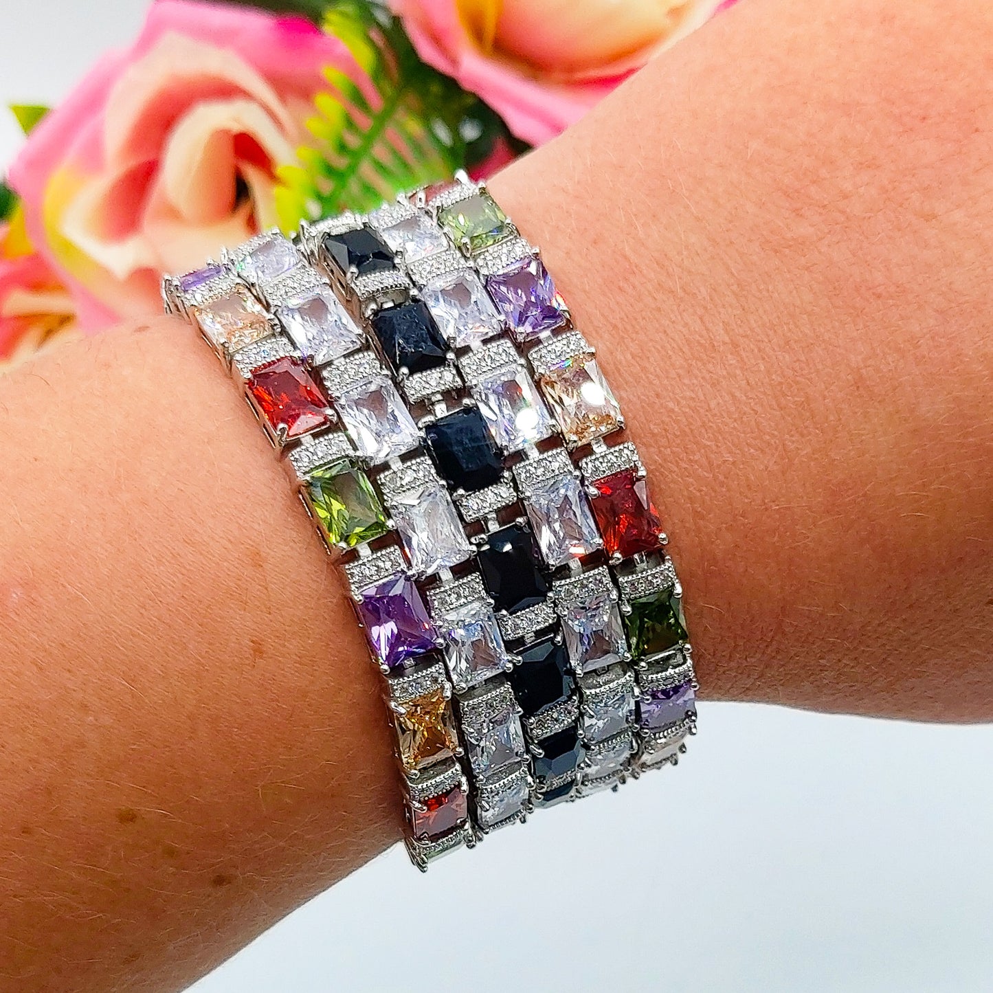 MELODIE - Bracciale Tennis con Cubic Zirconia taglio baguette
