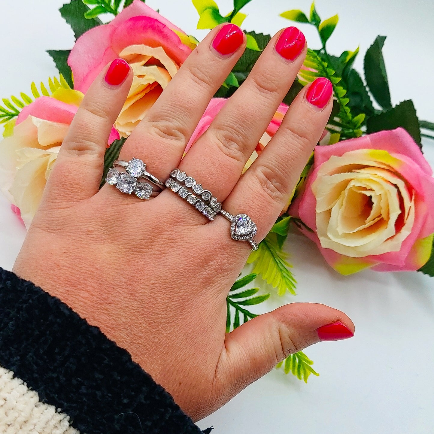 TRILOGY XL - Anello regolabile in ACCIAIO inossidabile con cubic zirconia
