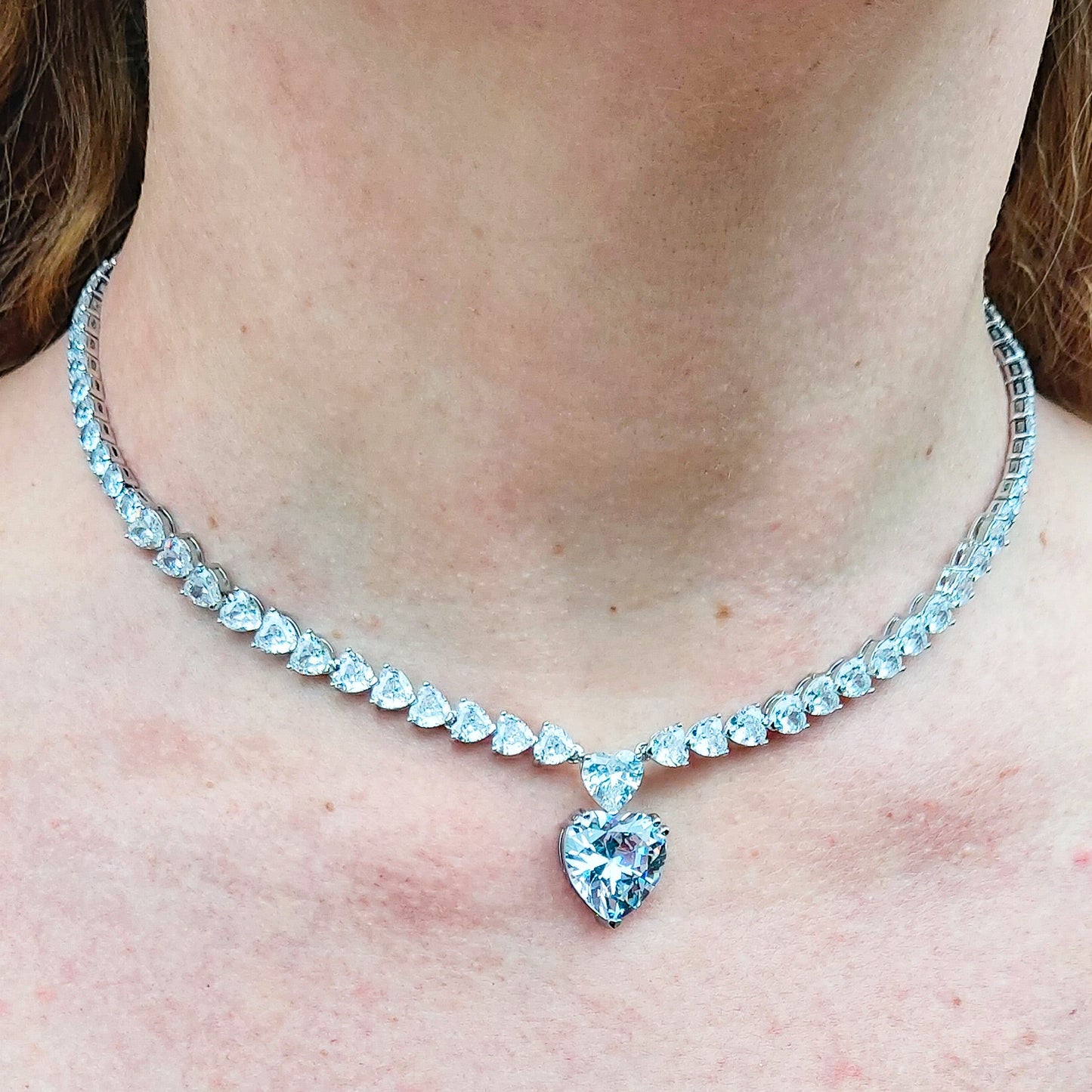 CHANTELLE big HEART Collier Tennis - Collana con Cubic Zirconia a forma di cuore