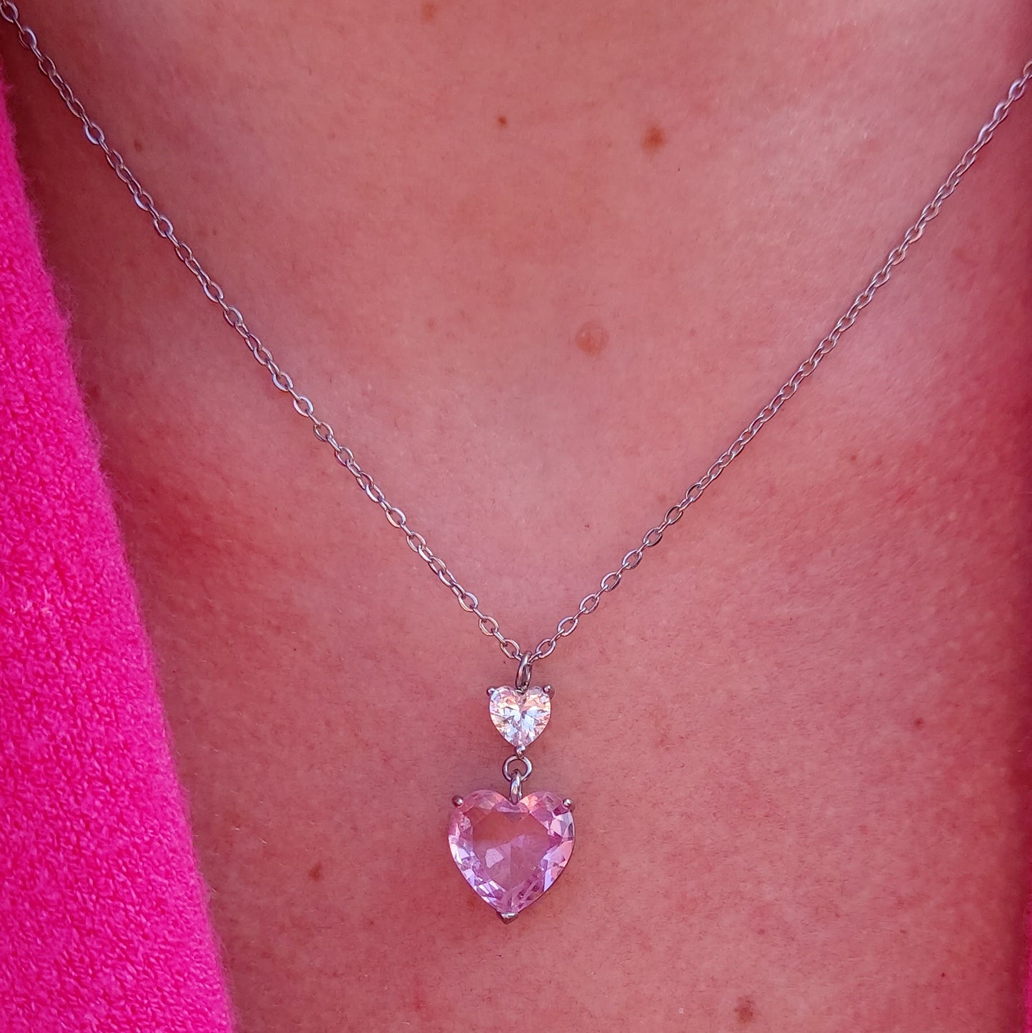 CHANTELLE PENDANT - ACCIAIO INOSSIDABILE - Collana con cuori in cubic zirconia