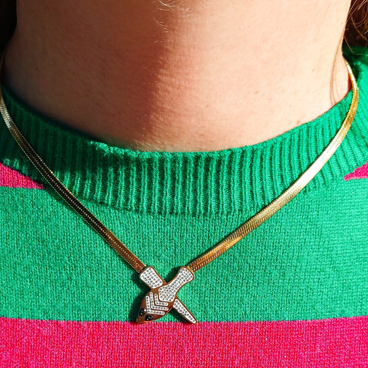 NIKITA ~ Collana snake ACCIAIO INOSSIDABILE con cubic zirconia