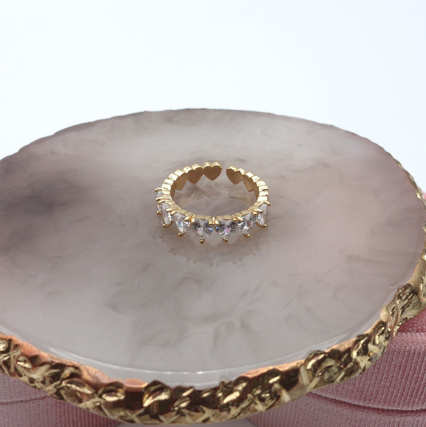 JENNY- cuori orizzontali ~ ANELLO REGOLABILE con cubic zirconia a forma di cuore