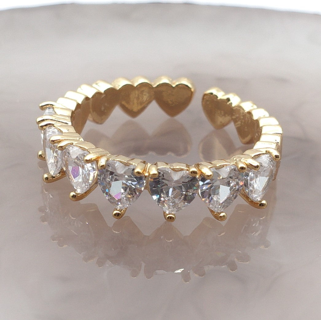 JENNY- cuori orizzontali ~ ANELLO REGOLABILE con cubic zirconia a forma di cuore