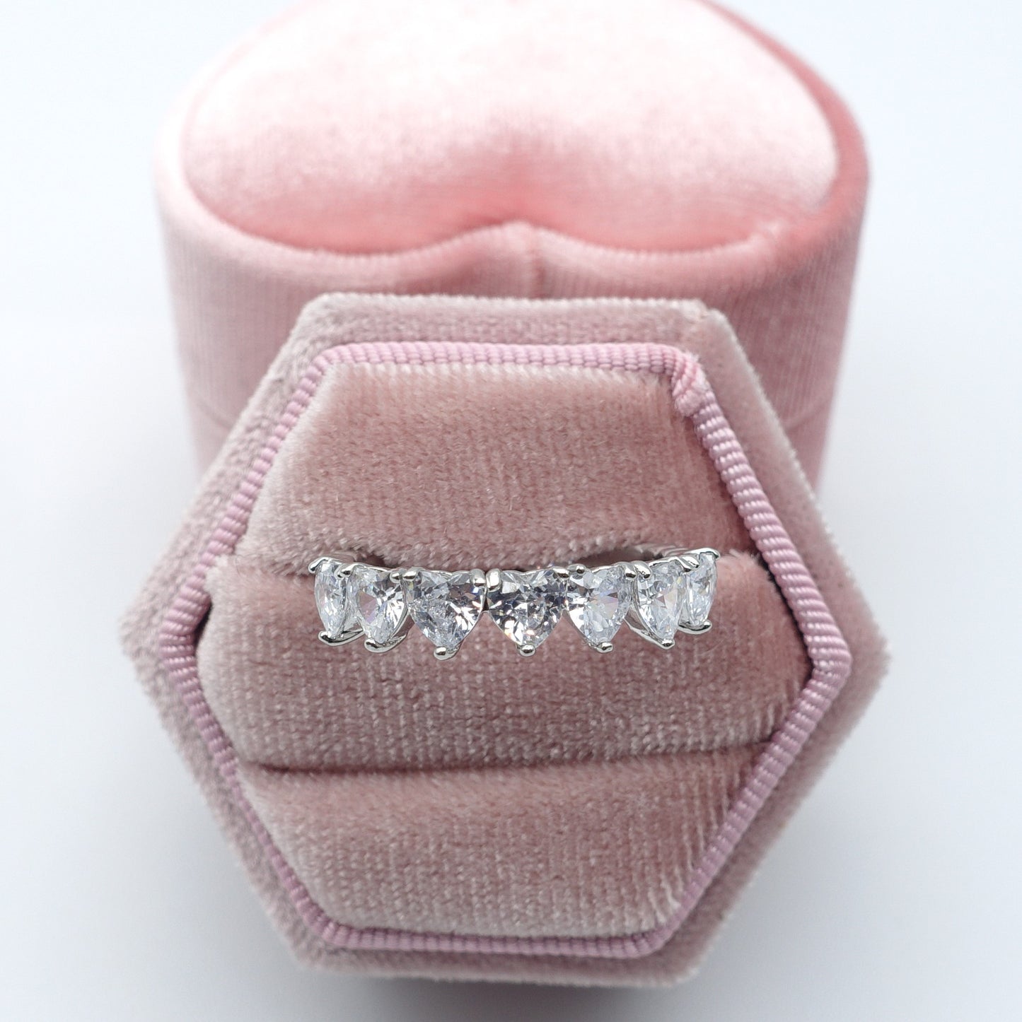 JENNY- cuori orizzontali ~ ANELLO REGOLABILE con cubic zirconia a forma di cuore