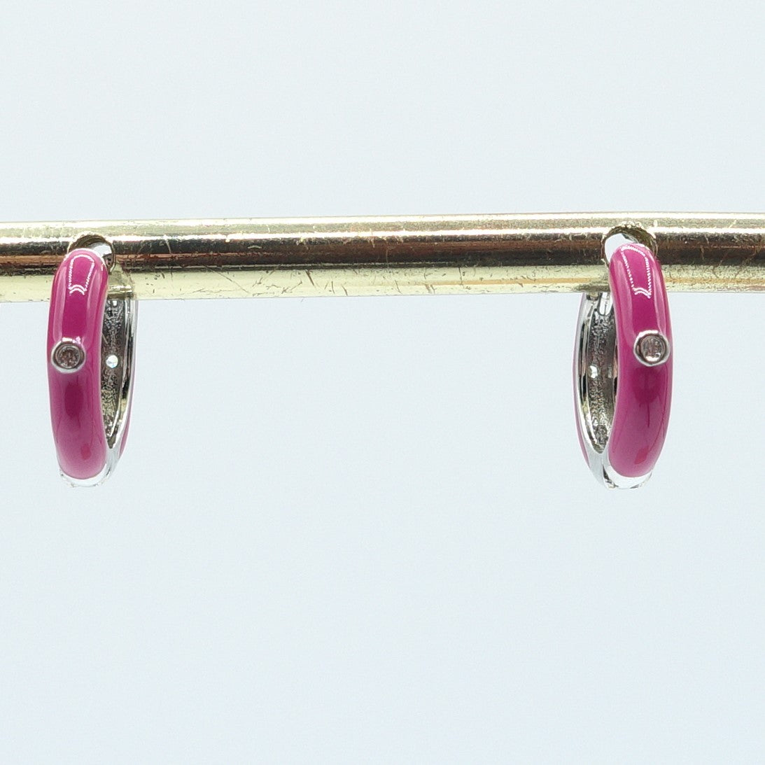 Layla~ 925 STERLING SILVER zircon Hoops earrings