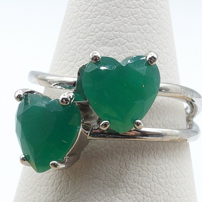 Camille ~ ANELLO cuore doppio contrariè in cubic zirconia