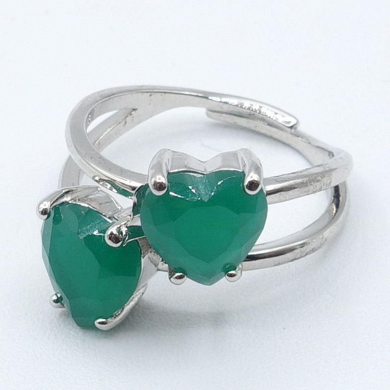 Camille ~ ANELLO cuore doppio contrariè in cubic zirconia
