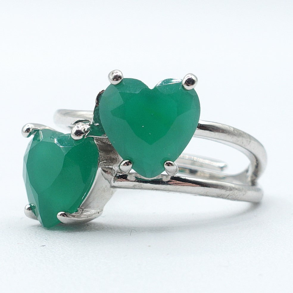 Camille ~ ANELLO cuore doppio contrariè in cubic zirconia