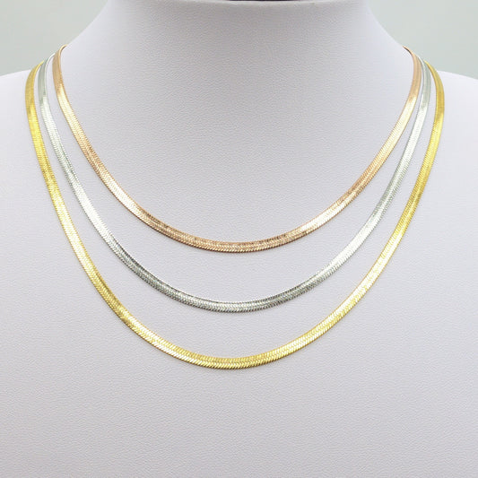 ALLISON~ choker in ACCIAIO INOSSIDABILE TRIPLA catena snake piatta