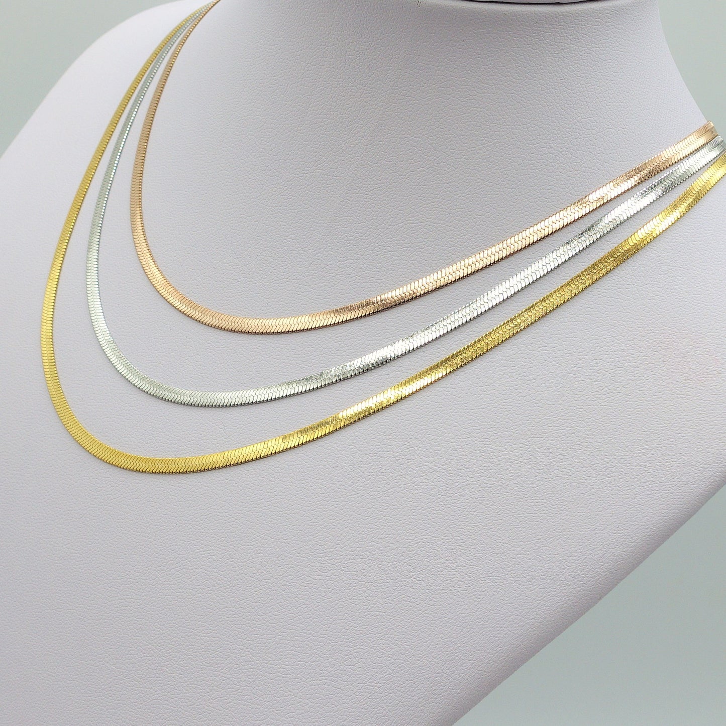 ALLISON~ choker in ACCIAIO INOSSIDABILE TRIPLA catena snake piatta