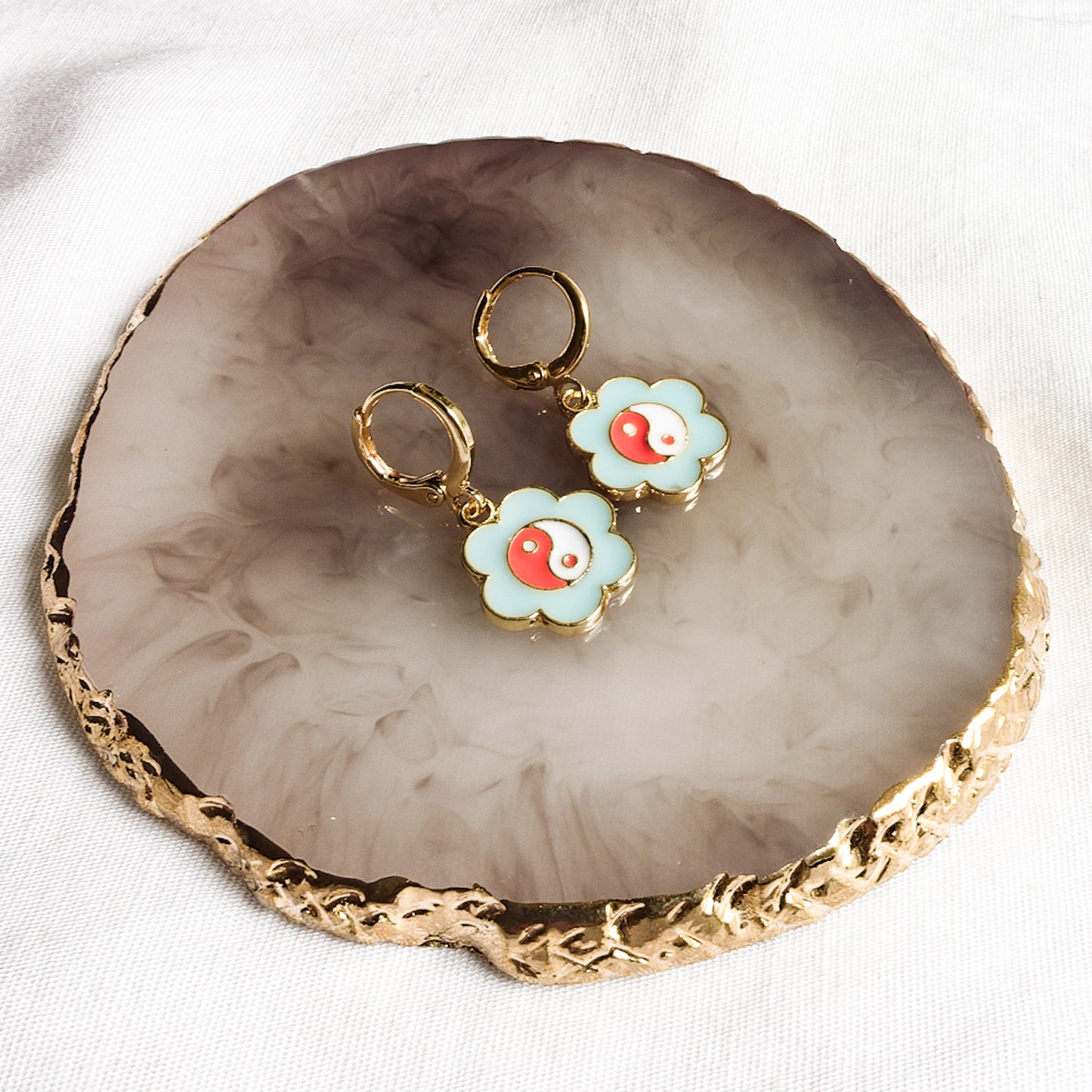 YUE ~ Yin yang gold plated earrings