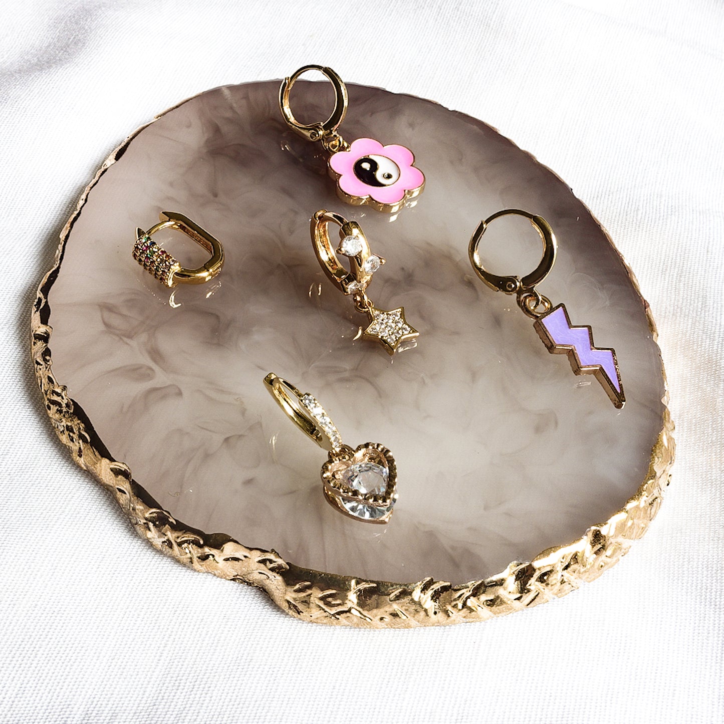 YUE ~ Yin yang gold plated earrings