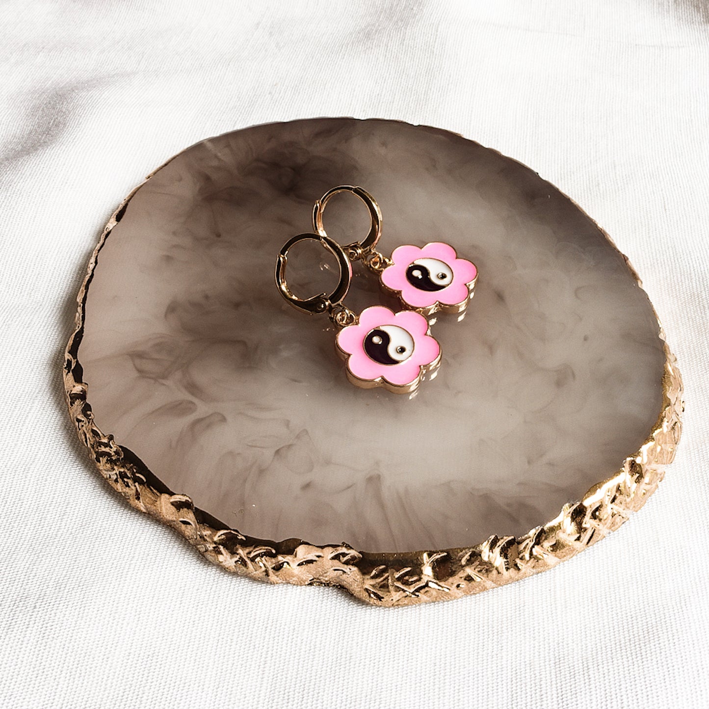 YUE ~ Yin yang gold plated earrings