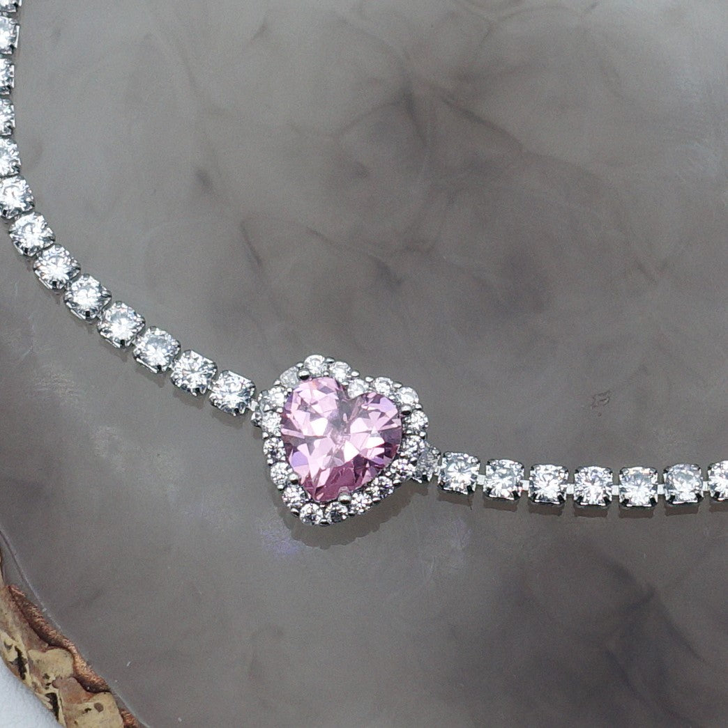 DIANA -"THE PINK SET" - Set choker + orecchini in cubic zirconia rosa