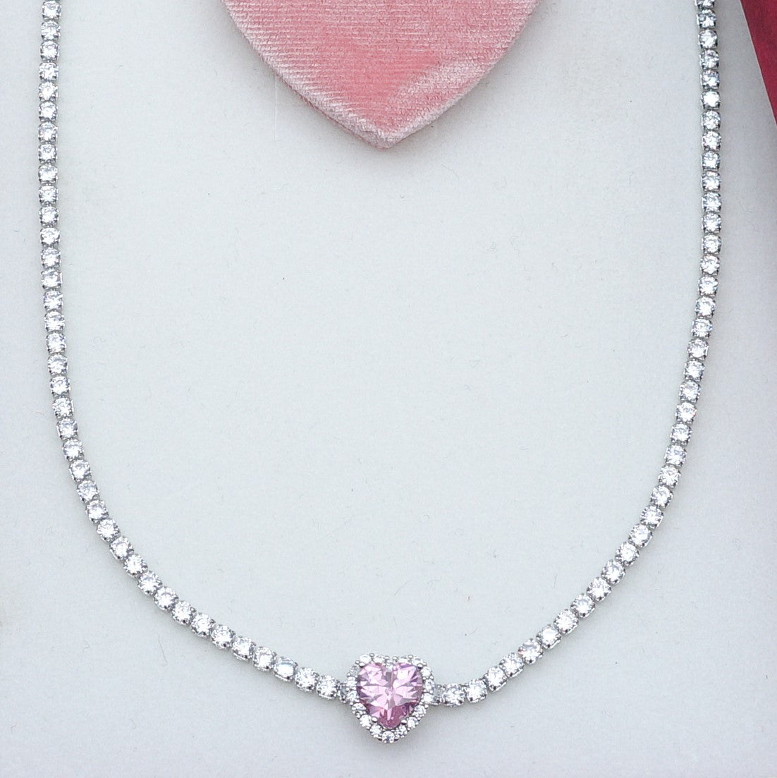 DIANA -"THE PINK SET" - Set choker + orecchini in cubic zirconia rosa