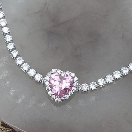 DIANA -"THE PINK SET" - Set choker + orecchini in cubic zirconia rosa