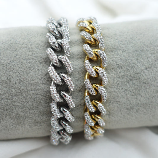 Madison ~ STAINLESS STEEL cuban chain+ zirconia bracelet