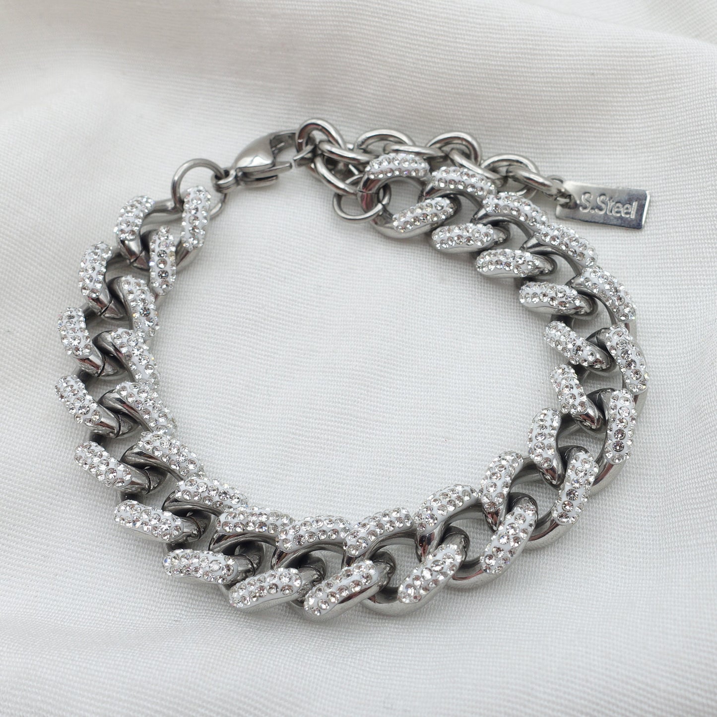 Madison ~ STAINLESS STEEL cuban chain+ zirconia bracelet