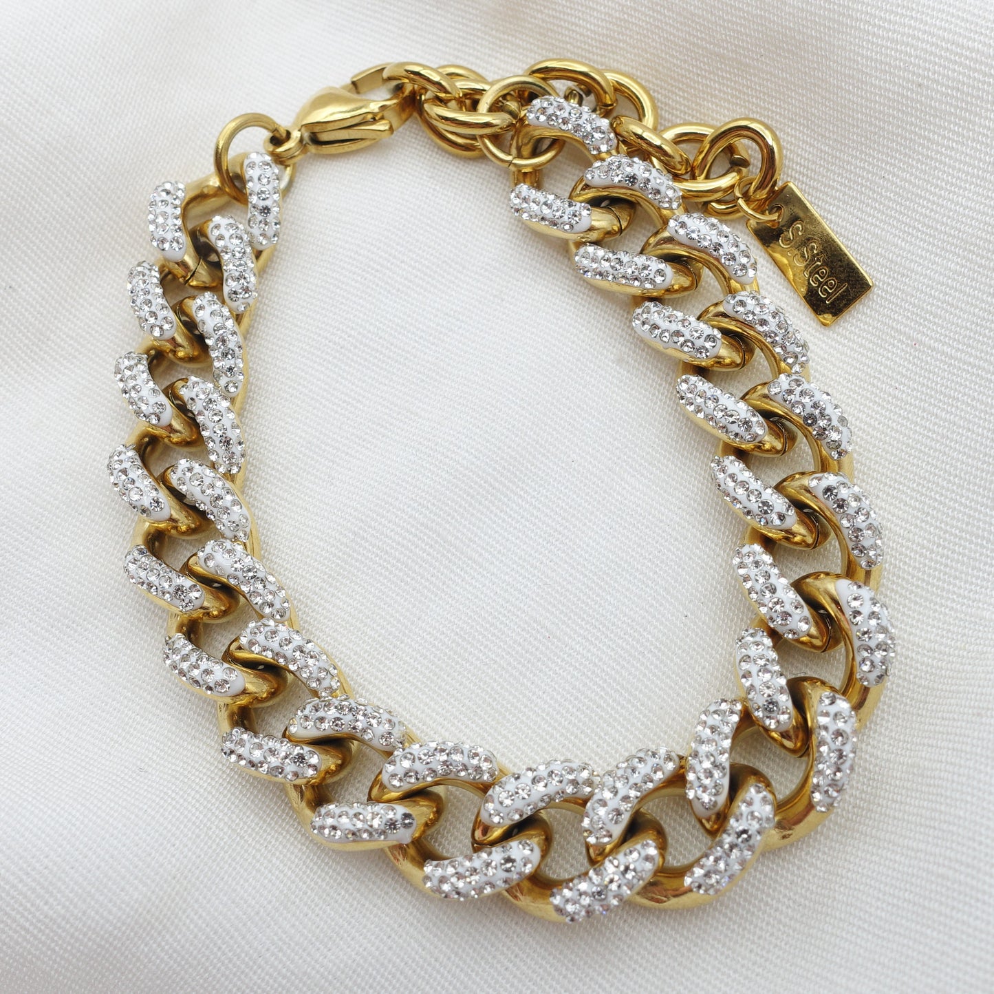 Madison ~ STAINLESS STEEL cuban chain+ zirconia bracelet