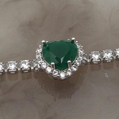 DIANA ~Chunky ~ Bracciale tennis con cuore in Cubic Zirconia