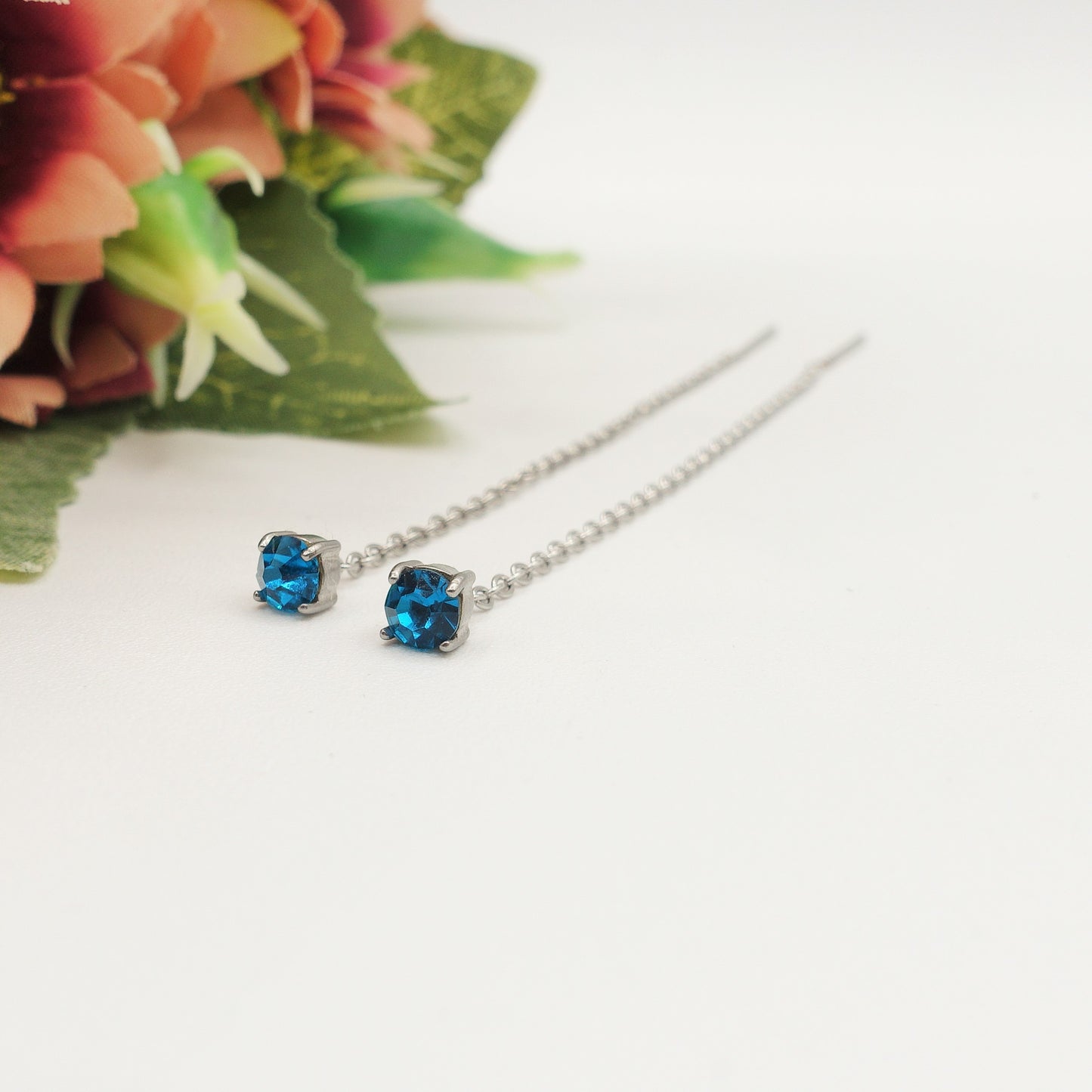 SHINY RAINBOW- Acciaio inossidabile ~ PAIO Orecchini filo pendenti con cubic zirconia