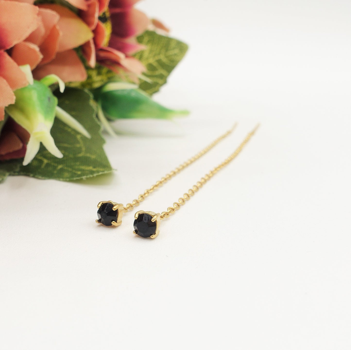 SHINY RAINBOW- Acciaio inossidabile ~ PAIO Orecchini filo pendenti con cubic zirconia