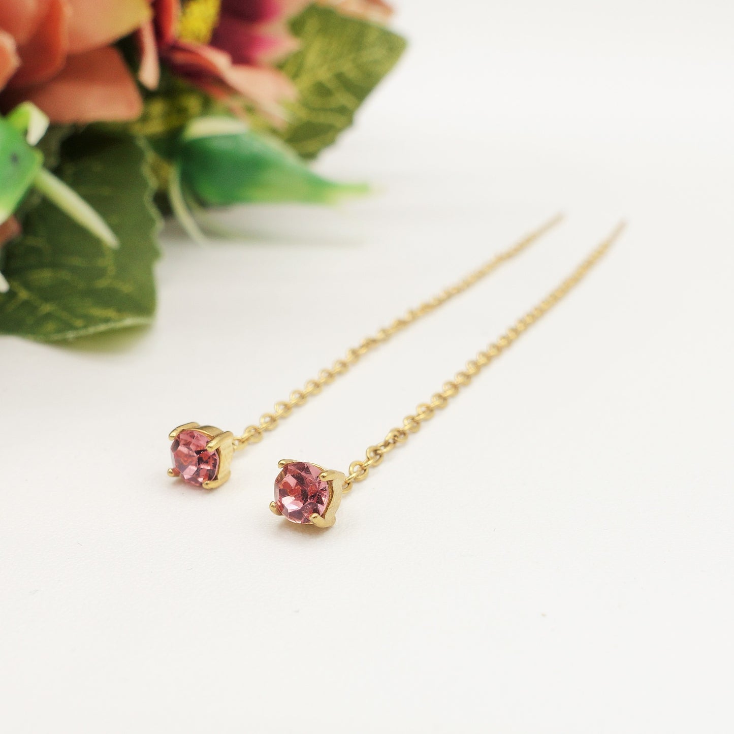 SHINY RAINBOW- Acciaio inossidabile ~ PAIO Orecchini filo pendenti con cubic zirconia