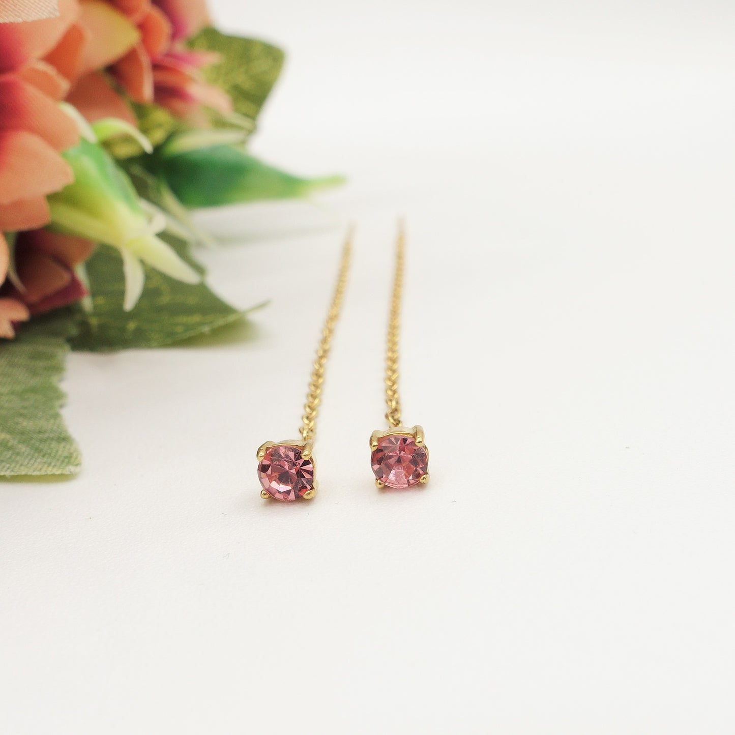 SHINY RAINBOW- Acciaio inossidabile ~ PAIO Orecchini filo pendenti con cubic zirconia