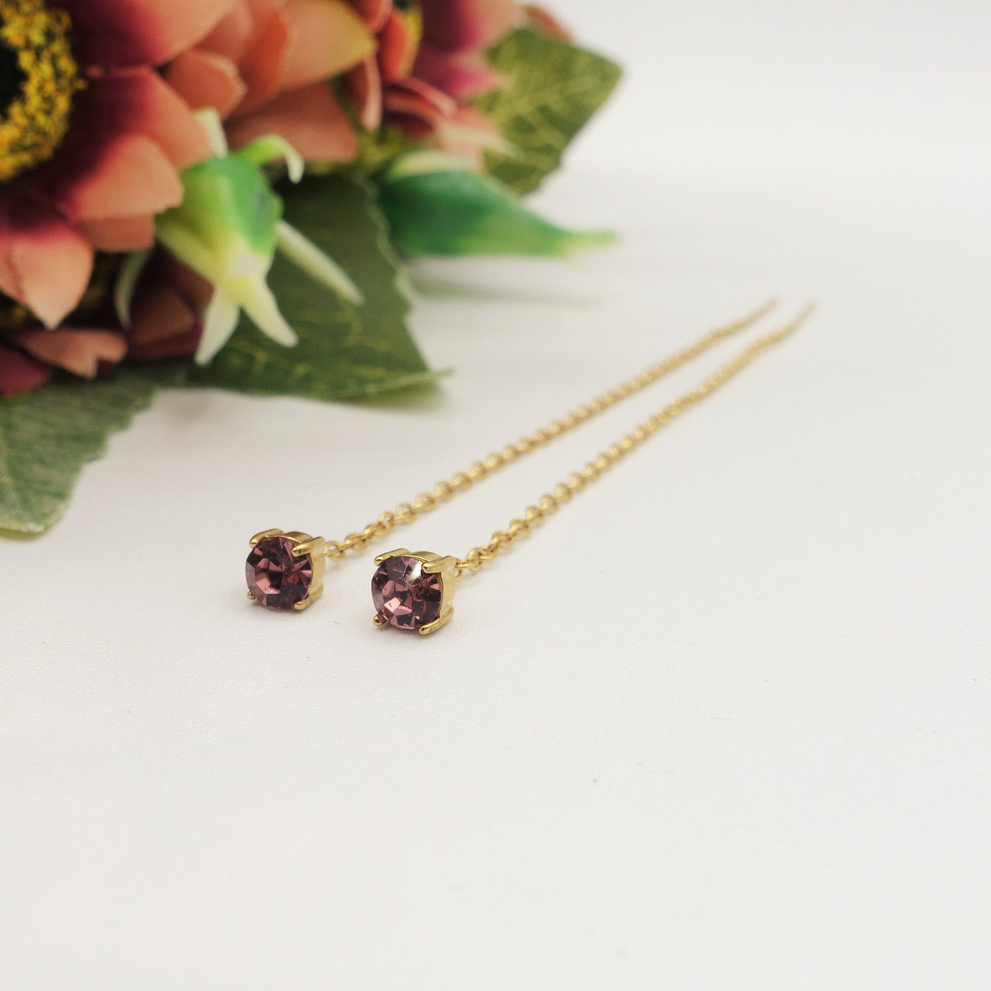 SHINY RAINBOW- Acciaio inossidabile ~ PAIO Orecchini filo pendenti con cubic zirconia