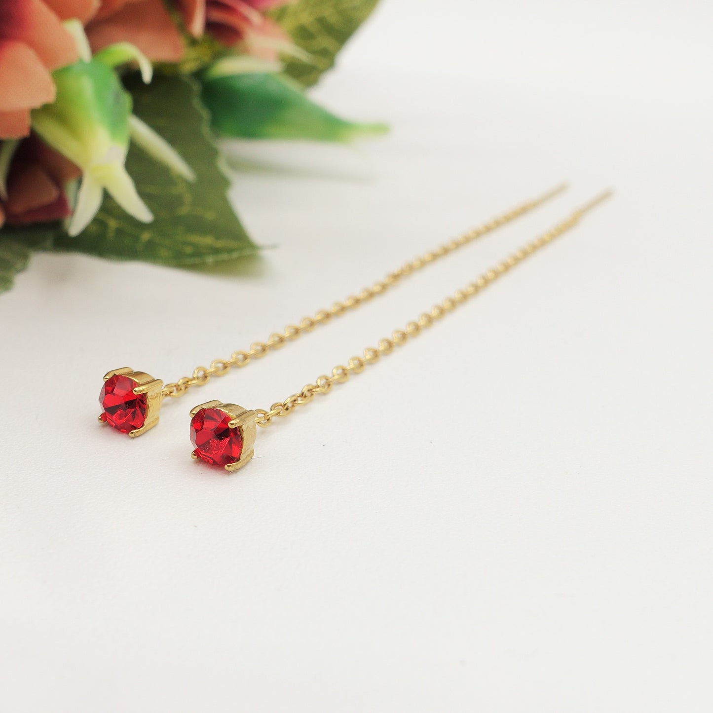 SHINY RAINBOW- Acciaio inossidabile ~ PAIO Orecchini filo pendenti con cubic zirconia
