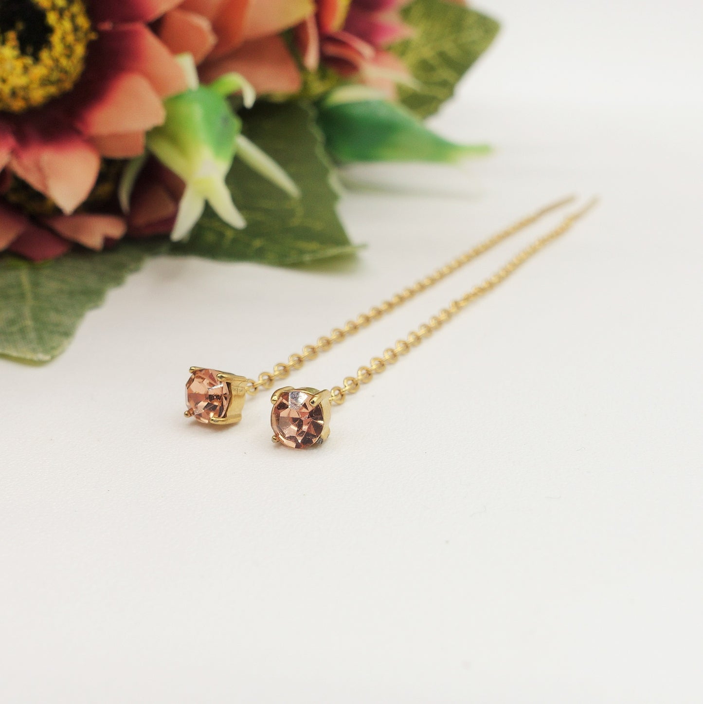SHINY RAINBOW- Acciaio inossidabile ~ PAIO Orecchini filo pendenti con cubic zirconia