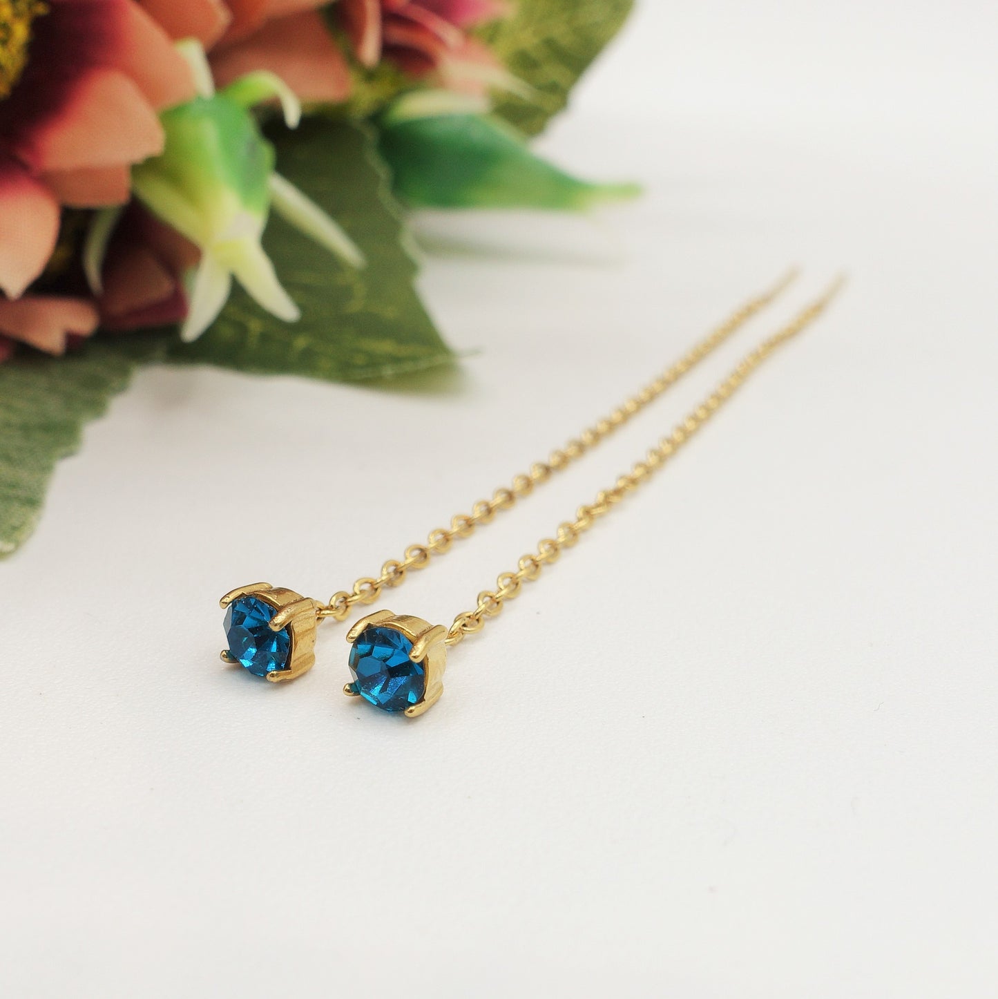 SHINY RAINBOW- Acciaio inossidabile ~ PAIO Orecchini filo pendenti con cubic zirconia