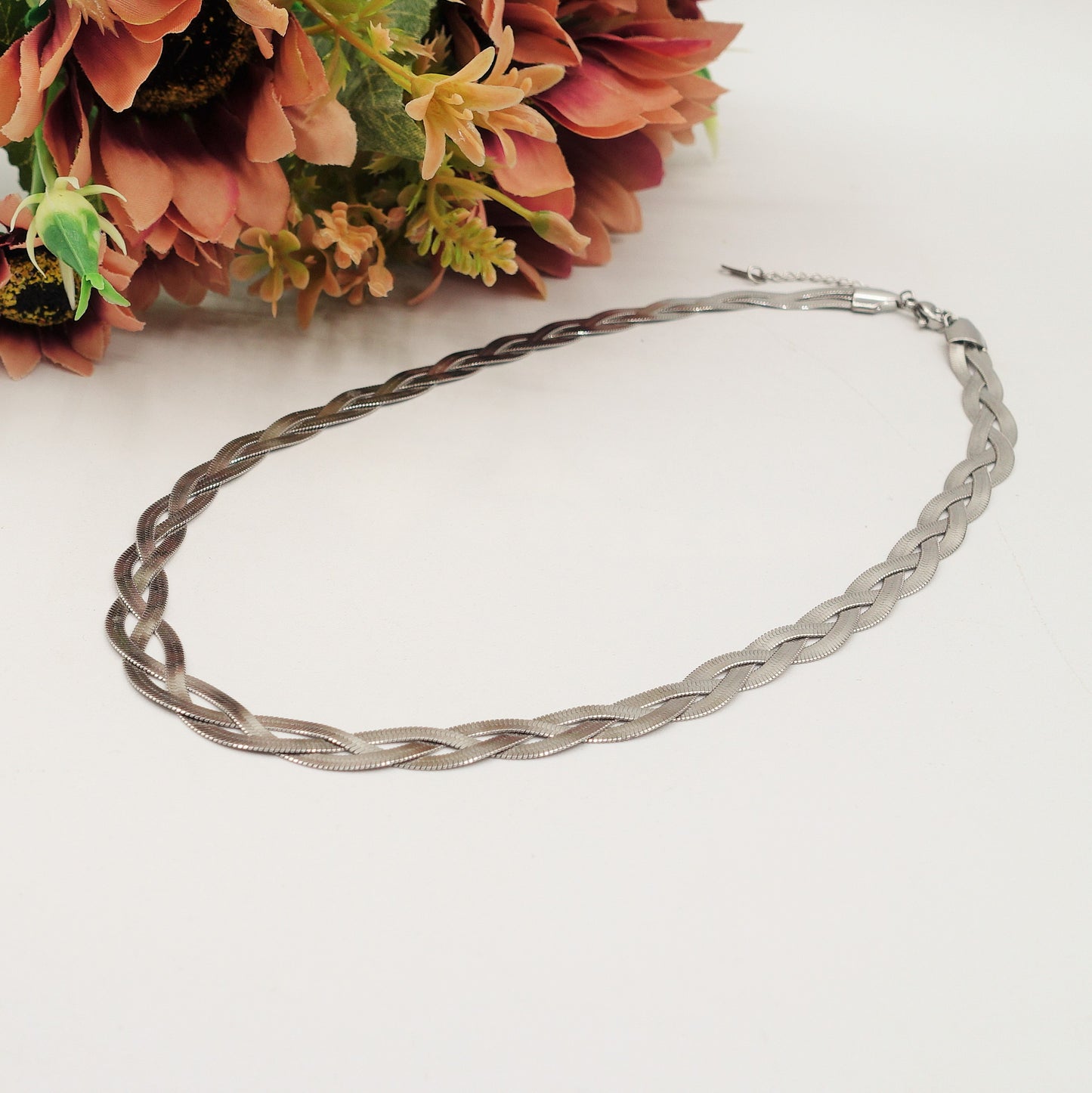 ELEONOR BRAID ~ Collana girocollo Snake intrecciata in ACCIAIO inossidabile