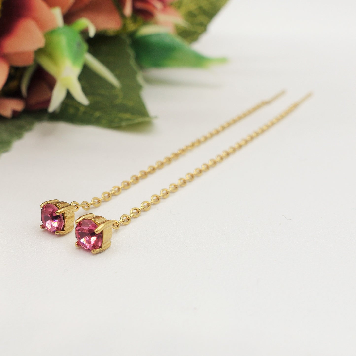 SHINY RAINBOW- Acciaio inossidabile ~ PAIO Orecchini filo pendenti con cubic zirconia