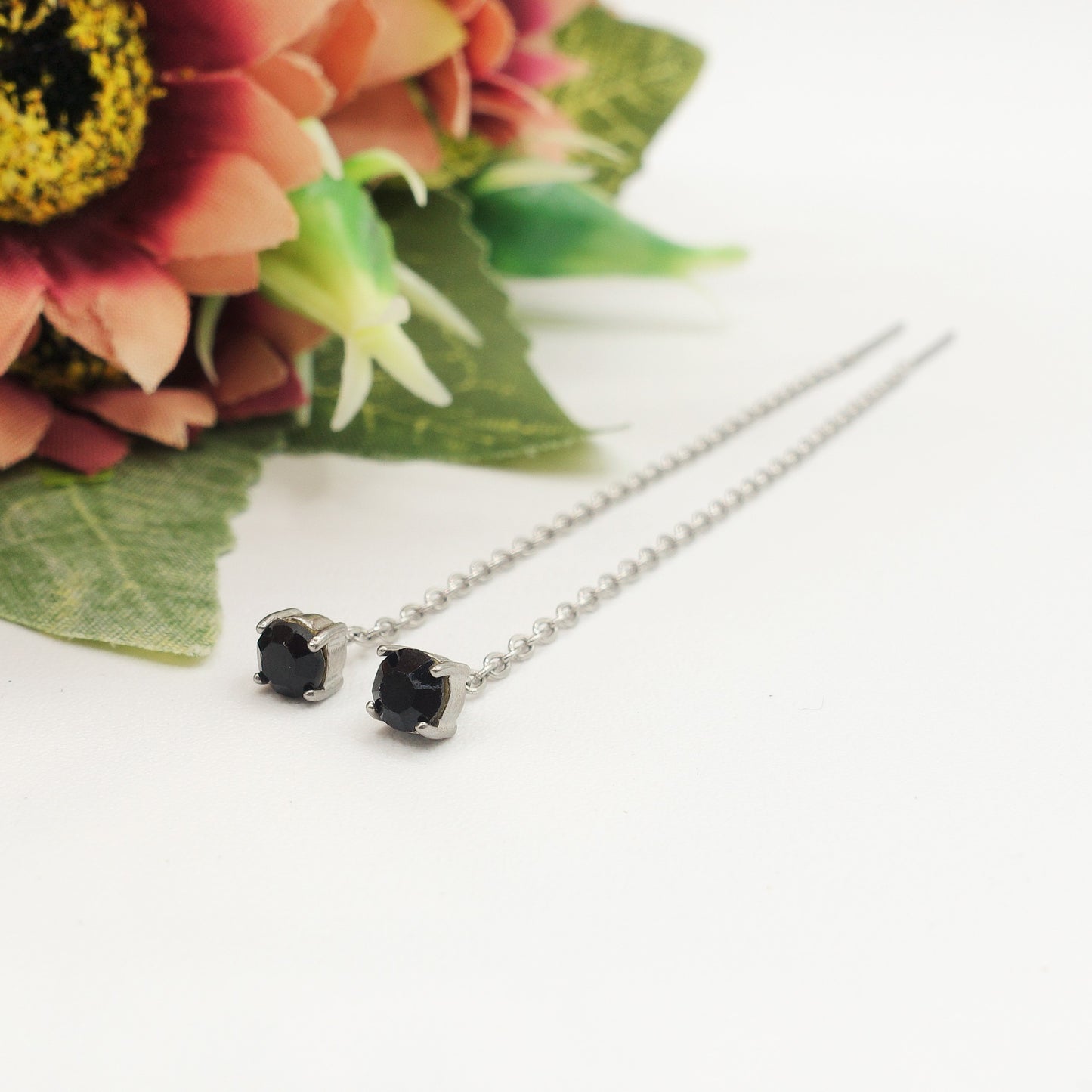 SHINY RAINBOW- Acciaio inossidabile ~ PAIO Orecchini filo pendenti con cubic zirconia
