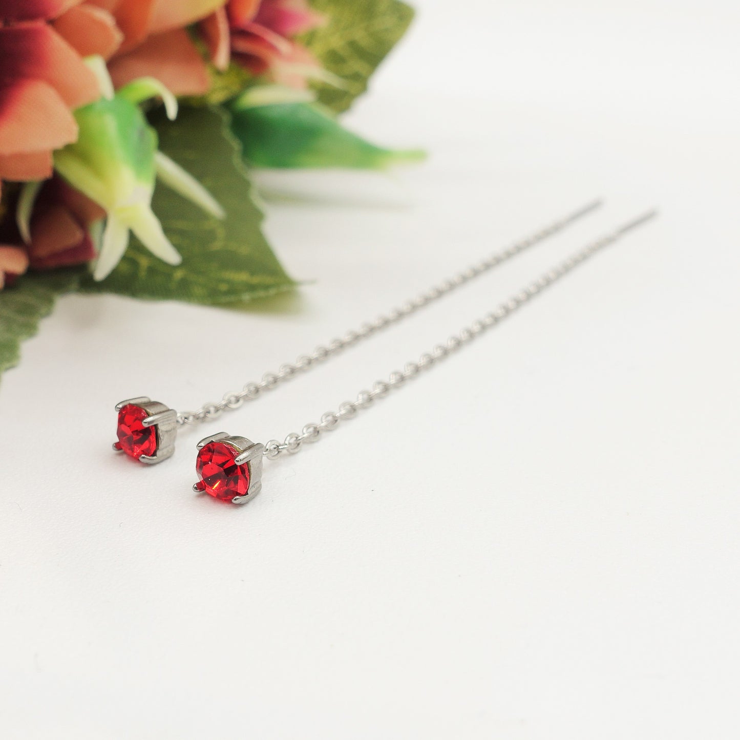 SHINY RAINBOW- Acciaio inossidabile ~ PAIO Orecchini filo pendenti con cubic zirconia