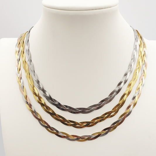 ELEONOR BRAID ~ Collana girocollo Snake intrecciata in ACCIAIO inossidabile