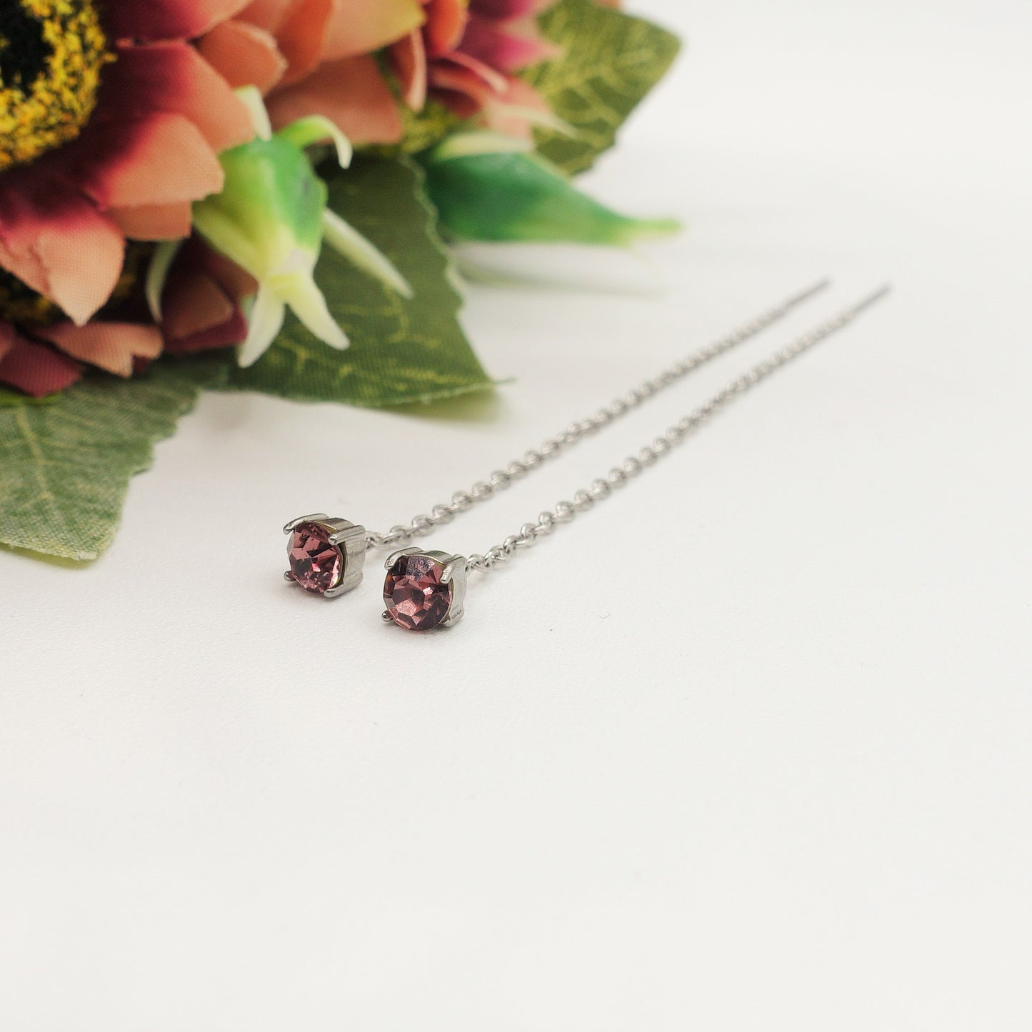 SHINY RAINBOW- Acciaio inossidabile ~ PAIO Orecchini filo pendenti con cubic zirconia