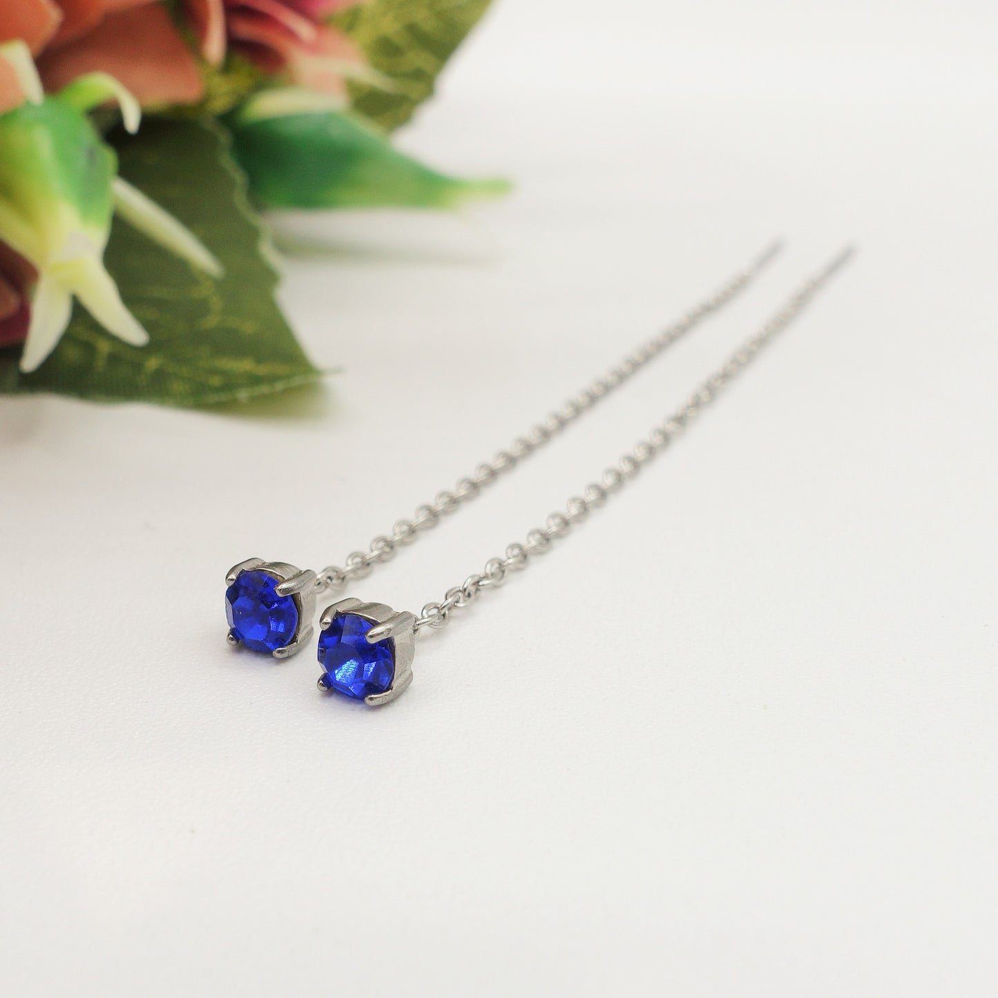 SHINY RAINBOW- Acciaio inossidabile ~ PAIO Orecchini filo pendenti con cubic zirconia