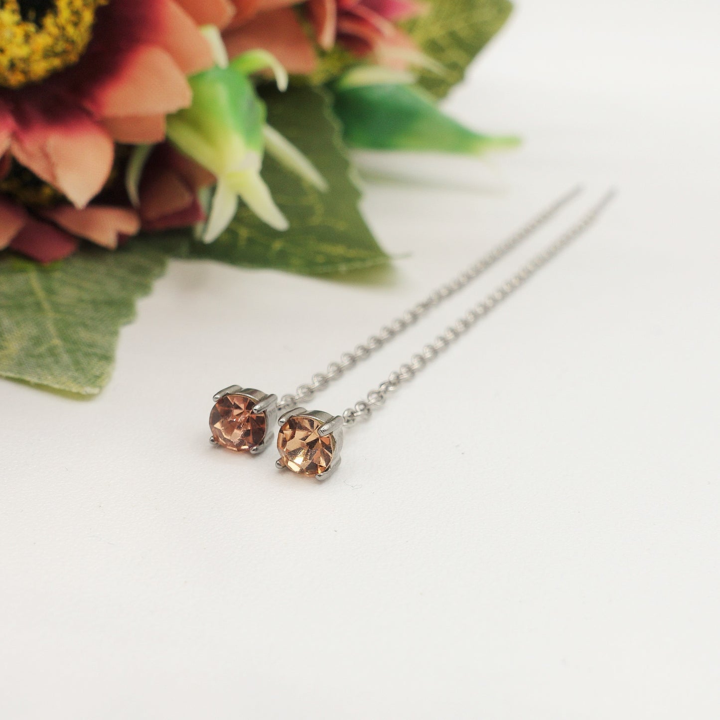 SHINY RAINBOW- Acciaio inossidabile ~ PAIO Orecchini filo pendenti con cubic zirconia