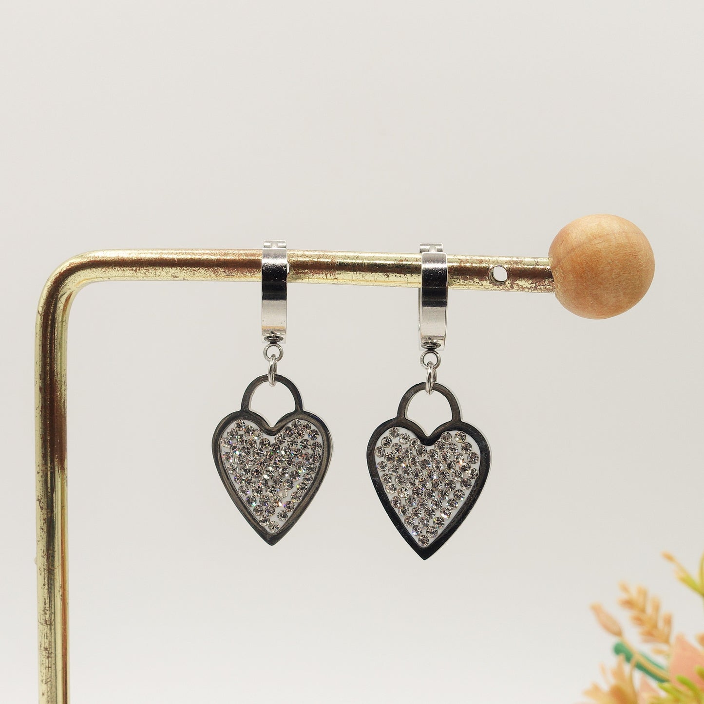 POLLY - ACCIAIO INOSSIDABILE ~ Orecchini mini cerchi con cuore zirconato XL