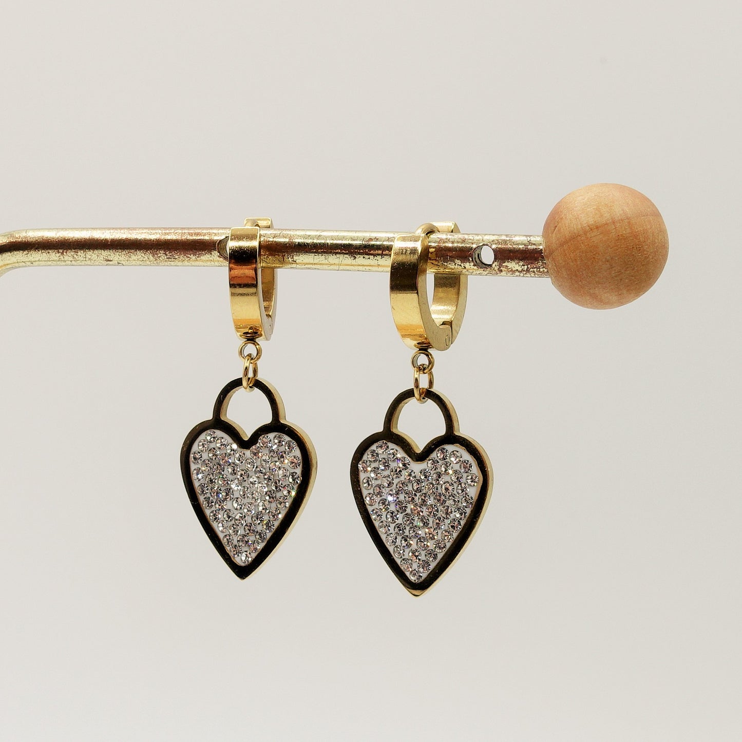 POLLY - ACCIAIO INOSSIDABILE ~ Orecchini mini cerchi con cuore zirconato XL