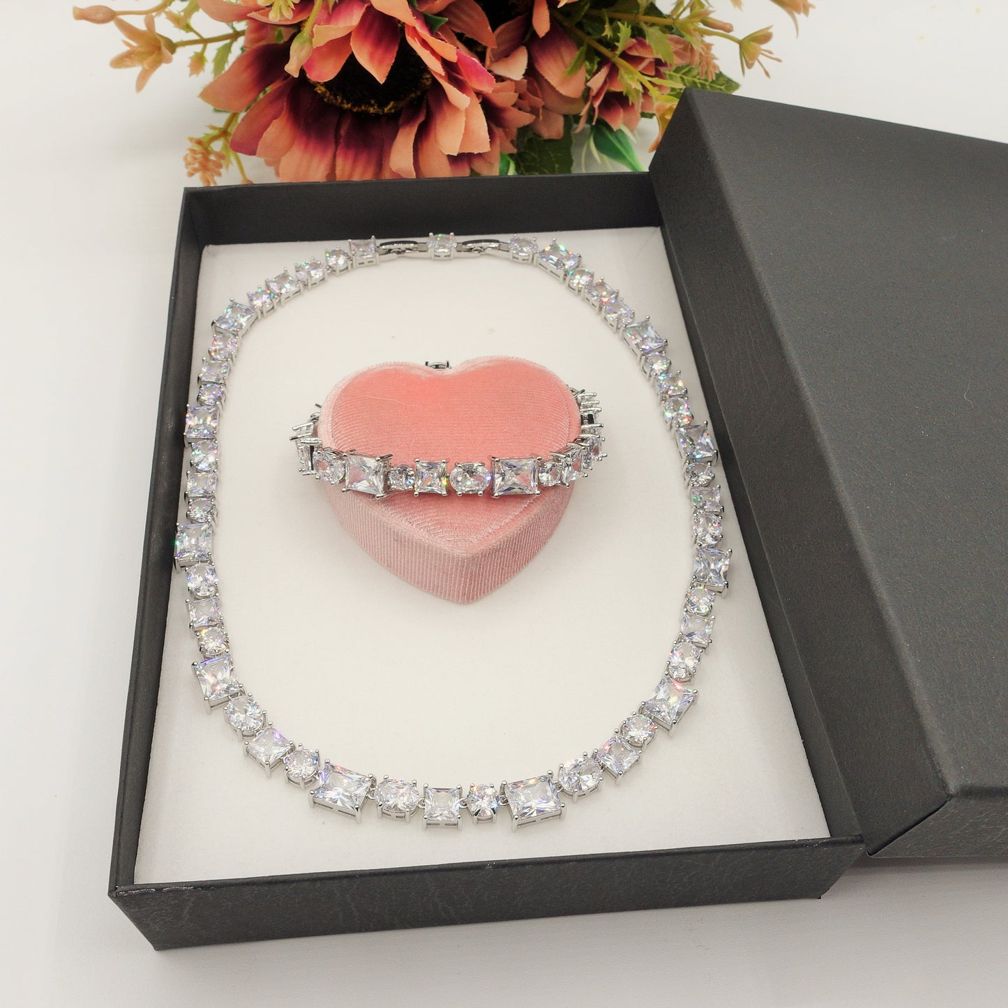 CHARIS CRYSTAL SET 3PZ - collana bracciale e orecchini in cubic zirconia