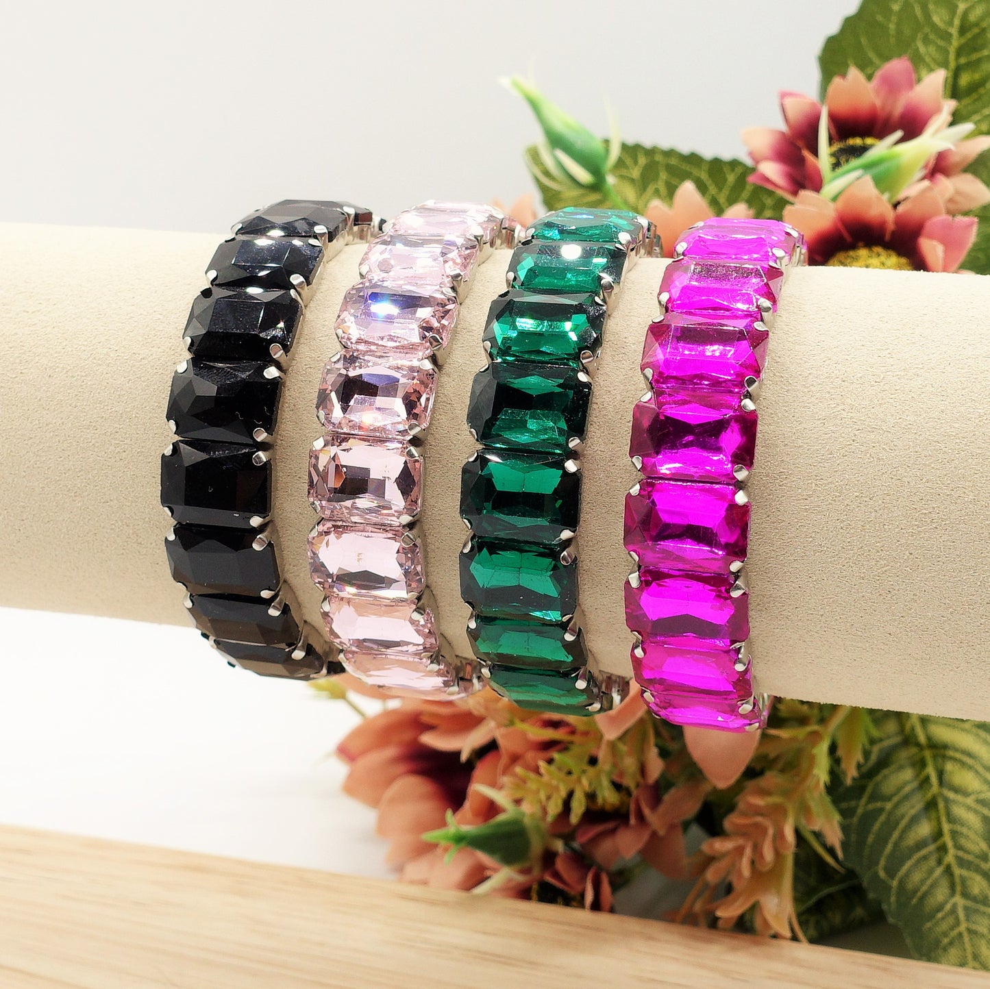 MARGOT ACCIAIO INOSSIDABILE -Bracciale Elasticizzato con pietre sfaccettate