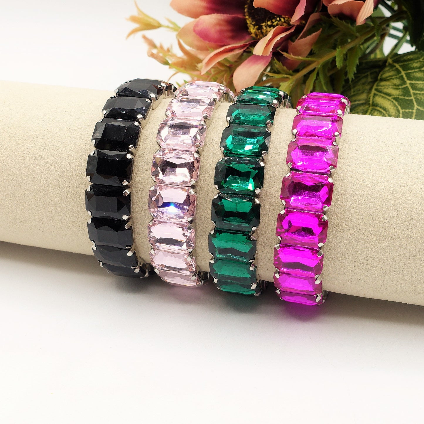 MARGOT ACCIAIO INOSSIDABILE -Bracciale Elasticizzato con pietre sfaccettate