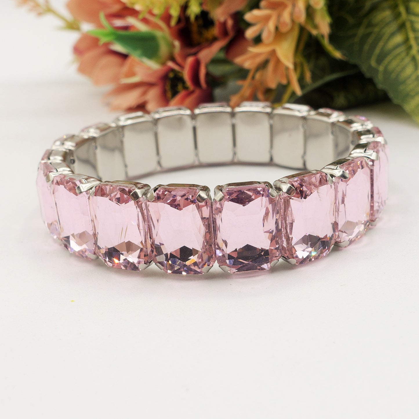 MARGOT ACCIAIO INOSSIDABILE -Bracciale Elasticizzato con pietre sfaccettate
